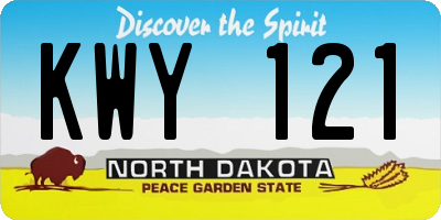 ND license plate KWY121