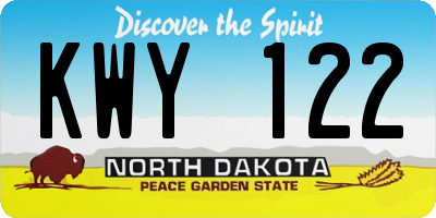 ND license plate KWY122