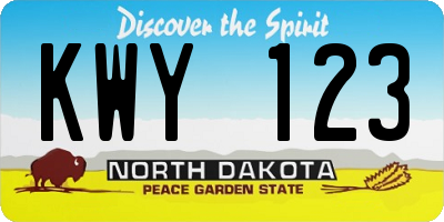 ND license plate KWY123