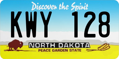 ND license plate KWY128