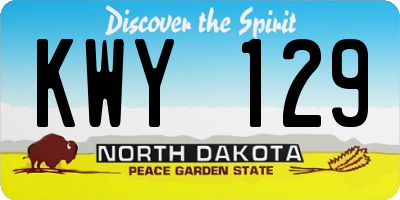 ND license plate KWY129