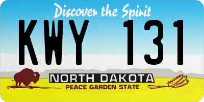 ND license plate KWY131