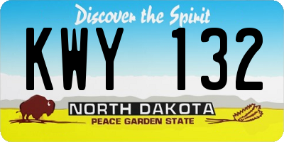 ND license plate KWY132