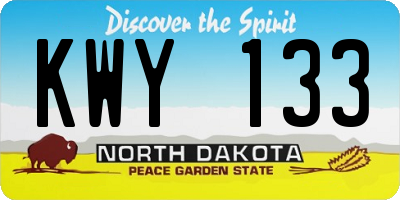 ND license plate KWY133