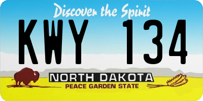 ND license plate KWY134