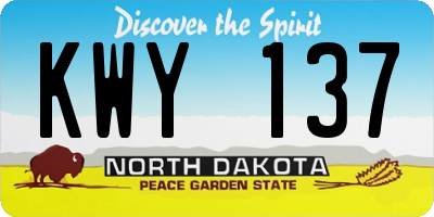 ND license plate KWY137