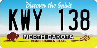ND license plate KWY138