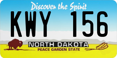 ND license plate KWY156
