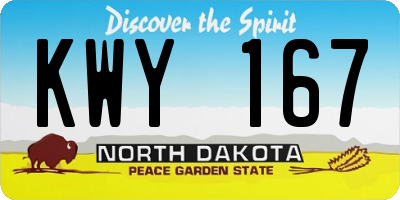 ND license plate KWY167
