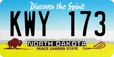 ND license plate KWY173