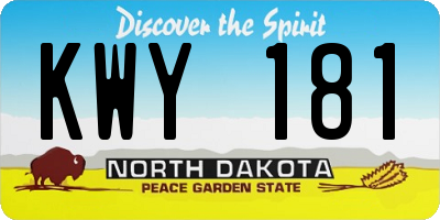 ND license plate KWY181