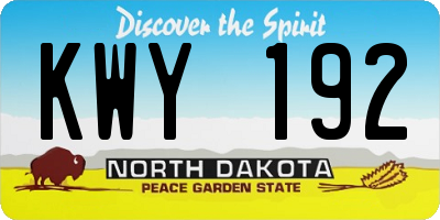 ND license plate KWY192