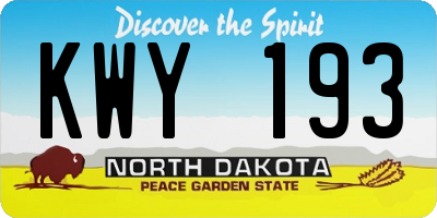 ND license plate KWY193