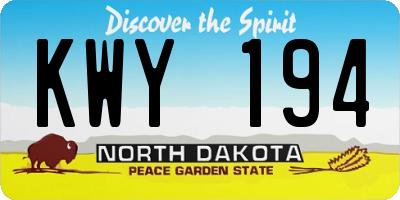 ND license plate KWY194