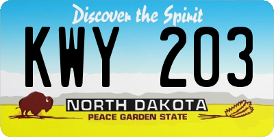 ND license plate KWY203