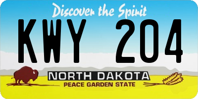 ND license plate KWY204