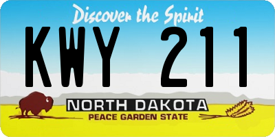 ND license plate KWY211