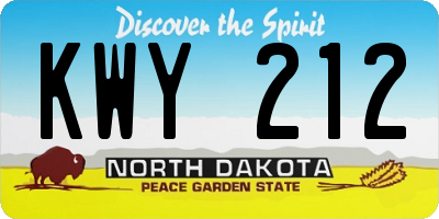 ND license plate KWY212