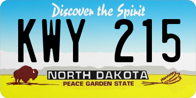 ND license plate KWY215