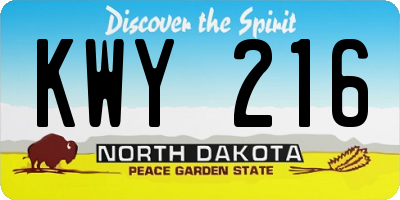 ND license plate KWY216