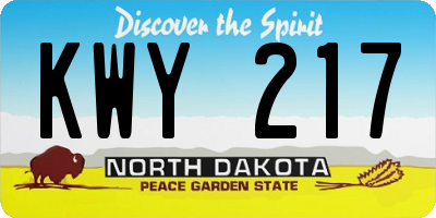 ND license plate KWY217