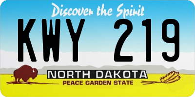 ND license plate KWY219