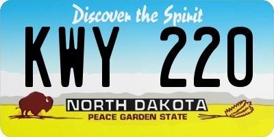 ND license plate KWY220