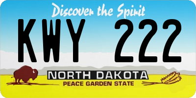 ND license plate KWY222