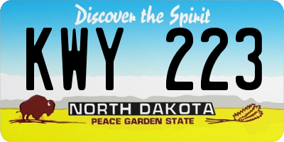 ND license plate KWY223