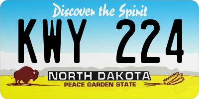 ND license plate KWY224