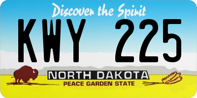 ND license plate KWY225