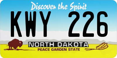 ND license plate KWY226