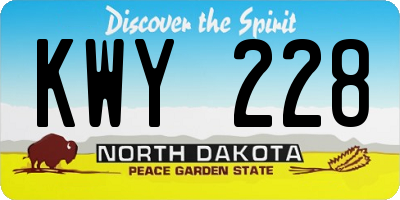 ND license plate KWY228