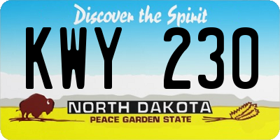 ND license plate KWY230