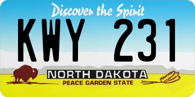 ND license plate KWY231