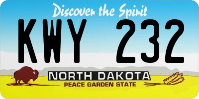 ND license plate KWY232