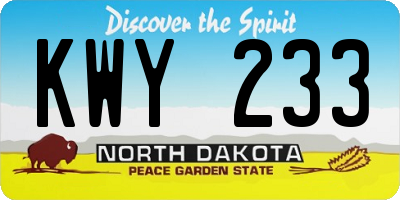 ND license plate KWY233