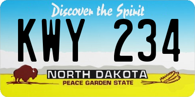 ND license plate KWY234