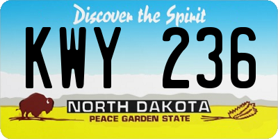 ND license plate KWY236