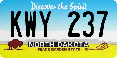 ND license plate KWY237