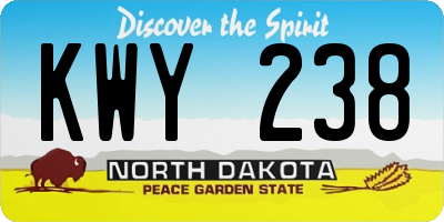 ND license plate KWY238