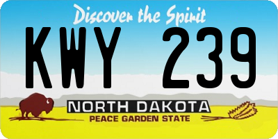 ND license plate KWY239