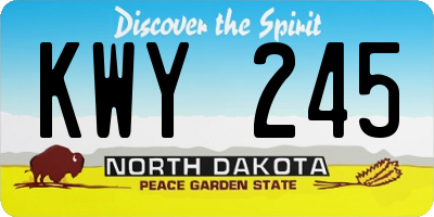 ND license plate KWY245