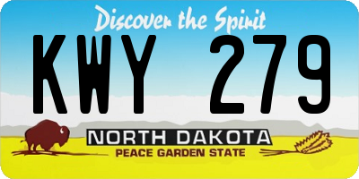 ND license plate KWY279