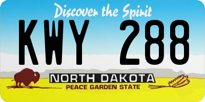 ND license plate KWY288