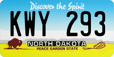 ND license plate KWY293