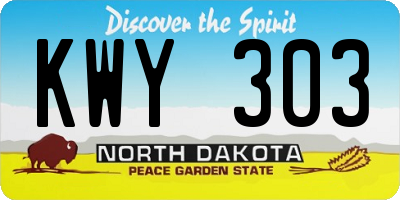 ND license plate KWY303