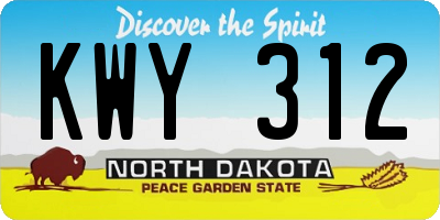 ND license plate KWY312