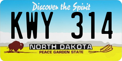 ND license plate KWY314