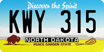 ND license plate KWY315